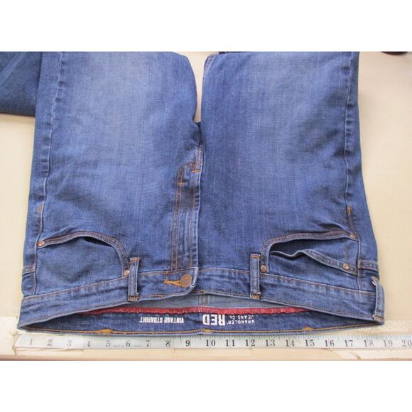 Wrangler Jeans Mens 38x30 Red Vintage Straight Blue Stretch Dark Western Cowboy - Picture 3 of 10